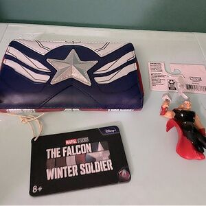 *BUNDLE* Loungefly Marvel Falcon Cosplay Wallet NWT & Hallmark Thor Ornament